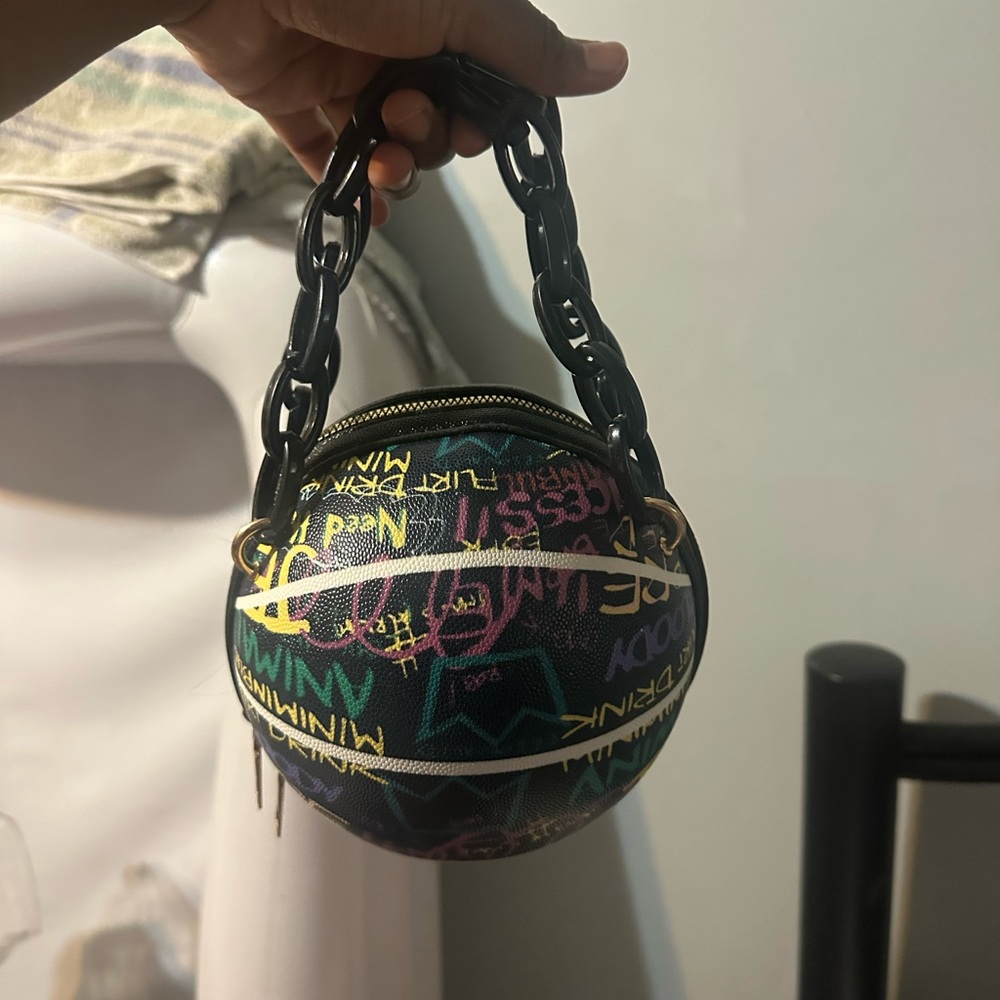 Multicolor Graphic Mini Bag with Chain Handle